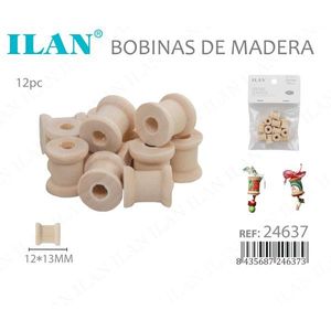 Bobine in Legno Ilan 12x13 mm, 12 Pezzi, Componenti in Legno per Artigianato - Product Image 3