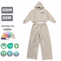 Kırpılmış Kapüşonlu Üst ve Bol Paça Eşofman Takımı, Raglan Nervürlü Dikiş, Özel Baskı Logolu, Özel Etiketli, Esnek Minimum Sipariş Adedi, OEM ODM Fabrikası