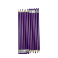 Ensemble de crayons ronds en bois violet personnalisés avec gomme intégrée pour bureau et école, certifiés EN71 ISO, vente en gros directe usine