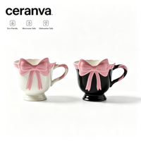 Tasse à café et thé en porcelaine personnalisée avec logo 3D, décor nœud, bord festonné, écologique, compatible micro-ondes et lave-vaisselle, vente en gros
