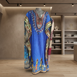 Vestido Maxi Kaftán Bohemio para Mujer, Ropa de Playa de Verano con Volantes, Largo y Transpirable, Disponible al por Mayor, Cintura Natural - Product Image 2