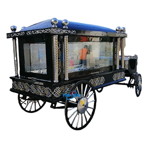 Corbillard funéraire ancien à cheval Chariot à cercueil noir moderne Corbillard à cheval Cérémonie funéraire noire Chariot à cheval - Product Image 2
