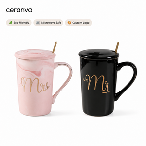 Coffret cadeau de tasse à thé personnalisé de luxe nordique tasses à café en céramique <span class=keywords><strong>Mr</strong></span> <span class=keywords><strong>et</strong></span> Mrs avec cuillère pour les couples accessoire cadeau de la Saint-Valentin - Product Image 1