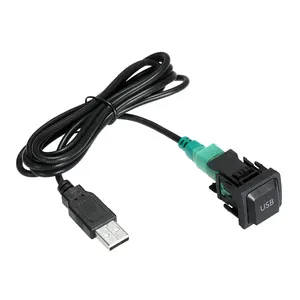 USB AUX Car Socket Interface Audio Cable for VW With Switch Button USB Wire Cable Adapter