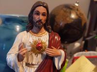 Statuette en résine de Jésus-Christ Divine Miséricorde Renaissance Sacré-Cœur de Jésus Statue Décoration d'intérieur Cadeau religieux Peint à la main