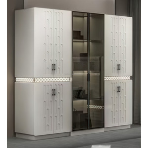 Set Camera da Letto di Lusso Personalizzato in Pelle e Legno, Stile Rustico Moderno, Letto con Contenitore Estensibile, Misura King/Queen, Arredamento per la <span class=keywords><strong>Casa</strong></span> - Product Image 5