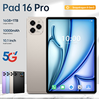 Pad 16 Pro 11 Inch Android 15 Tablet PC Deca Core 16GB RAM 1TB Penyimpanan 2560X1600 5G Fungsi Telepon Dual SIM