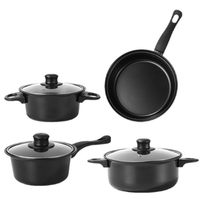 Batterie de cuisine en fonte antiadhésive 13 pièces, comprenant une poêle à frire de 20 cm, des casseroles de 18/20 cm, une casserole à lait de 16 cm et 6 spatules, compatible tous feux - Product Image 2