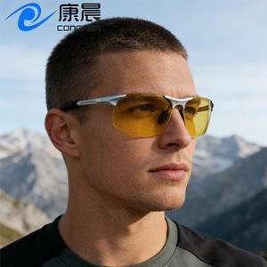 แว่นกันแดดโพลาไรซ์ทรงครึ่งกรอบอะลูมิเนียมแมกนีเซียมสไตล์ยุโรปอเมริกันใหม่สำหรับผู้ชาย ป้องกันรังสียูวี 400 เลนส์สีเหลืองสำหรับขี่จักรยานกลางคืน - Product Image 5