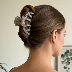 مشبك شعر فرنسي كبير على شكل يقطين من الأسيتات بطول 10.5 سم، إكسسوار شعر أنيق وراقٍ بتصميم مفرغ، مشبك شعر لطيف على شكل سمكة قرش - Product Image 2