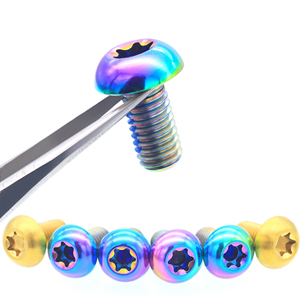 น็อตยึดจานเบรกไทเทเนียม Gr5 สำหรับรถแข่ง รุ่น M5 หัว Torx T25 สีรุ้งเบิร์นบลู อะไหล่จักรยาน - Product Image 2