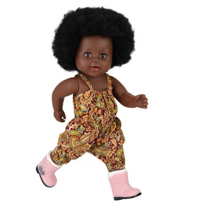 Poupées africaines noires en vinyle plastique de 18 pouces, jouet doux pour enfants et bébés, fabriqué en plastique et en tissu pour jouer - Product Image 2