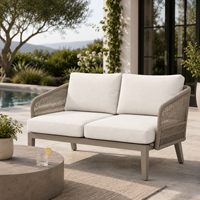 Ensemble de salon de jardin de luxe résistant aux intempéries en aluminium et corde, 4 pièces, avec canapé et chaises profondes