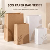 Sacs en papier kraft SOS imprimés sur mesure sans poignées pour la restauration, emballage de boulangerie en gros, approvisionnement B2B en gros