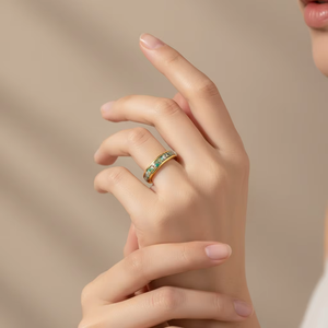 แหวนทังสเตนสีทอง 4 มม. ประดับด้วยหินจัสมินสีเขียว สำหรับผู้หญิง สไตล์ลำลอง คลาสสิก เหมาะสำหรับเป็นของขวัญในโอกาสหมั้น งานเลี้ยง หรือเป็นของขวัญแทนใจ - Product Image 6