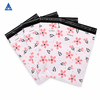 Sac d'expédition en polyéthylène personnalisé avec logo floral, résistant aux déchirures, imperméable, enveloppe d'expédition en plastique pour boutique en gros
