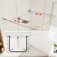 Tringle de douche en U sans perçage, installation facile, étanche et anti-moisissure pour la séparation des zones humides et sèches de la salle de bain