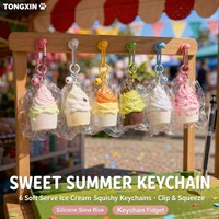 TONGXIN Groothandel 6 Stuks IJsjes Sleutelhanger Squishy Siliconen Langzaam Stijgend Zacht Serveerbaar Knijp Speelgoed Karabijnhaak Fidget Gift OEM
