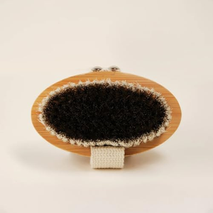High Quality Custom Logo All Natural Bamboo Oval Shape Dry Skin Body <b>Brush</b> Boar Bristles for <b>Scalp</b> <b>Massage</b> Babies/Adults - Product Image 2