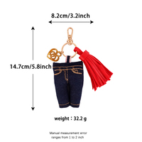 Breloque de sac en jean mini OEM ODM, pendentif DIY avec trèfle, pompon, accessoire de décoration pour sac à main, pendentif pour sac