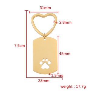 Nuevo Diseño Personalizado de Llavero con Colgante de Acero Inoxidable con Forma de Huella de Perro, Accesorios para Mascotas - Product Image 6