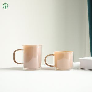 Tasse à thé, café ou lait en verre opale rose à double paroi résistante à la chaleur avec poignée, mugs en verre personnalisés, <span class=keywords><strong>cadeau</strong></span> pour la fête <span class=keywords><strong>des</strong></span> pères - Product Image 6
