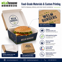 Caja para Comida para Llevar Personalizada con Logotipo Impreso, Biodegradable, para Hamburguesas, Papas Fritas, Pollo Frito, Hot Dogs y Sándwiches