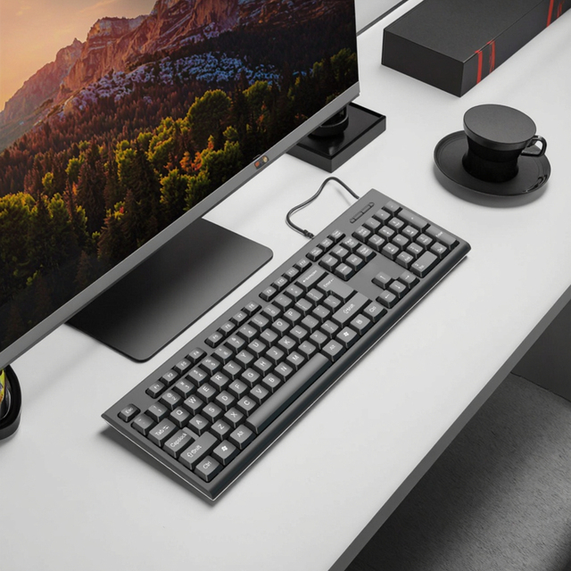 OEM ODM 104-Key Wired USB Keyboard Mouse 1200 DPI Optical Business Office Ultra Thin PC Desktop Ergonomic Stock