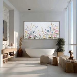 Pintura al Óleo Floral Impasto 3D de Flores Silvestres Pintada a Mano al por Mayor, Decoración de Arte Mural Moderno Abstracto en Lienzo con Marco - Product Image 5