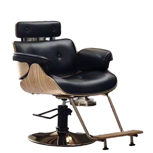 Chaise de Barbier Luxe Personnalisable en Bois, Réglable en Hauteur et Rotative, Confortable pour Salons de Beauté et Barbiers – Offre Spéciale - Product Image 1