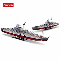 2-en-1 Sluban WW2 Navires de guerre militaires M38-B1102 Modèle de croiseur de bataille Mismarck Blocs de construction éducatifs à assembler – Nouveauté !
