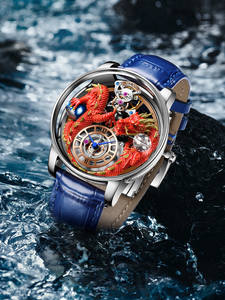 新しい天龍クォーツ腕時計メンズステンレススチール本革バンドパーソナライズされたトレンディな防水ファッショナブルな腕時計 - Product Image 2