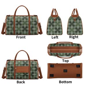 Bolsa de viaje plegable personalizada, bolsa de fin de semana de arte tropical personalizada, bolsas de lona grandes de coco Hawaiano con cremallera - Product Image 4