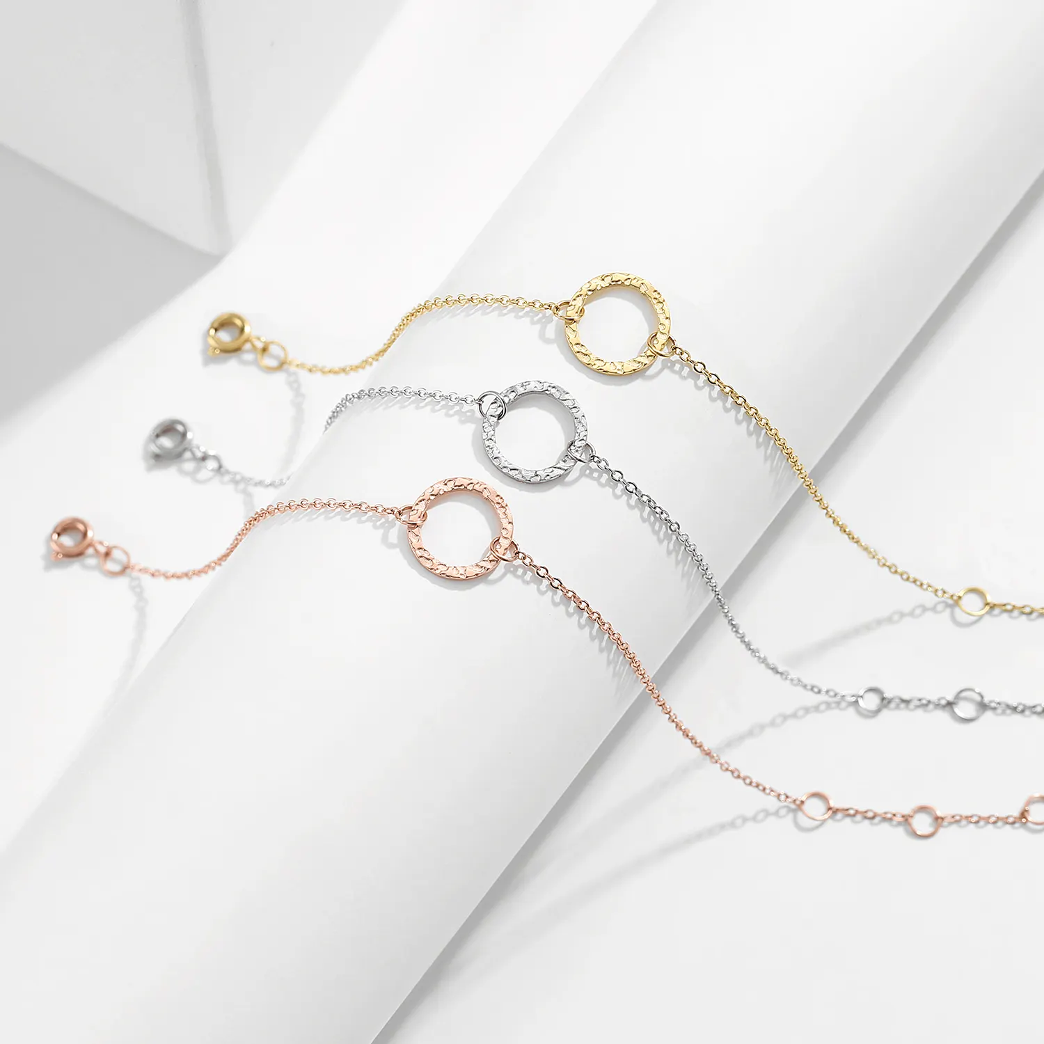 Pulsera minimalista de cadena de eslabones para mujer y niña, joyería chapada en oro de 14K, pulseras circulares de acero inoxidable, 2021