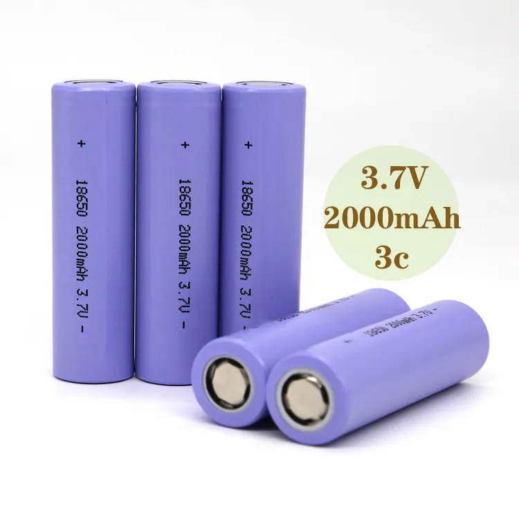 18650 Célula de bateria recarregável 18650 de alta-baixa temperatura, ciclo profundo, íon de lítio 3.7V 2000mAh, celular para brinquedos