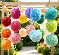 Lanterne ronde en pompons colorés durables EAST TERN de 12 pouces, faite à la main en papier de soie avec franges, pour la décoration de plafond, de pièce, de fête en plein air