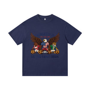 T-Shirt in Cotone Nera con Stampa Grafica Coppa del Mondo 2026 USA Messico Canada Aquila e Calciatori 'Let the Games Begin' per Tifosi Sportivi - Product Image 3