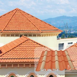 Feuille de toiture durable en acier de zinc d'Alu réutilisée par AZ150 de la conception 0.5mm de <span class=keywords><strong>Golan</strong></span> de tuiles en métal de puce de pierre de couleur grise pour la maison moderne - Product Image 4