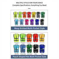 Rose Red Hi Vis Reflective Safety Vest, Multi Pocket Knitted Fabric Road Construction Waistcoat
