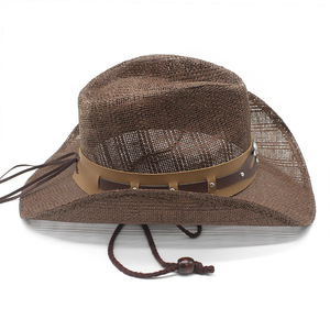 Cappello di Paglia da Cowboy Classico di Alta Qualità con Bordo Largo e Patch Ricamata, per Estate e Spiaggia, Personalizzabile con Logo - Product Image 3