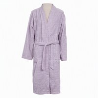Robe en tissu éponge de coton, style kimono, col chaud, super douce, pour les vacances et la maison, avec ceinture, logo personnalisé