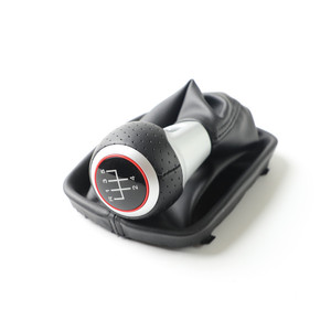 Pommeau de levier de vitesse en cuir pour Audi A6, design ergonomique, anneau rouge - Product Image 4