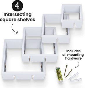 Hiện đại lồng vào nhau <span class=keywords><strong>Cube</strong></span> Kệ nổi <span class=keywords><strong>Wall</strong></span> Mount MDF/gỗ vuông tùy chỉnh màu sắc thân thiện với môi điều chỉnh chiều cao sống hộp - Product Image 2