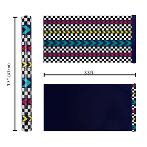 Boys Racing Checkered Double Sided Wrapping <b>Paper</b> Bright Chevron Pattern For Toddler Birthday Race Toy Gift Packaging <b>Roll</b> - Product Image 4