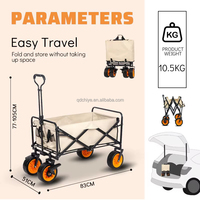 Chariot de courses pliable à quatre roues en fer, facile à transporter, imperméable, pour camping et randonnée, avec outils rétractables