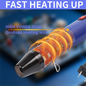 Pistola <span class=keywords><strong>de</strong></span> Aire Caliente Eléctrica <span class=keywords><strong>de</strong></span> 350W 110V (EE. UU.), 2 Boquillas, Temperatura Ajustable <span class=keywords><strong>de</strong></span> 100-300°C, Herramienta <span class=keywords><strong>de</strong></span> <span class=keywords><strong>Calor</strong></span> Multifuncional Portátil para Bricolaje - Product Image 5