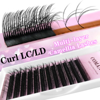 Cils 3D Fluffy Multi-Couches Stables LC/LD Camellia Extension de Cils Wispy Préfabriqués Volume Fans Cils Russes Faux Cils