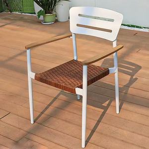 Modern Outdoor Rope Woven <b>Cushioned</b> Armchair with Metal Legs for Patio Dining and Garden Terrace - Product Image 4