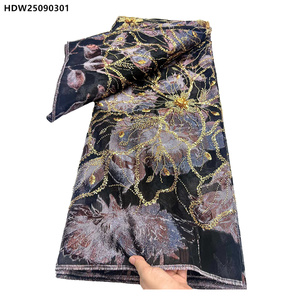 Tessuto Broccato Floreale <span class=keywords><strong>di</strong></span> Alta Qualità con Perline, Lussuoso Ricamo Dorato, Tessuto Jacquard in <span class=keywords><strong>Organza</strong></span> <span class=keywords><strong>per</strong></span> <span class=keywords><strong>Abiti</strong></span> - Product Image 3