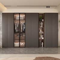Armoire en bois de style moderne avec portes à charnières et tiroirs, couleur crème française, sur mesure pour hôtel, chambre à coucher, coiffeuse